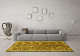 Machine Washable Persian Yellow Traditional Rug in a Living Room, wshtr3512yw