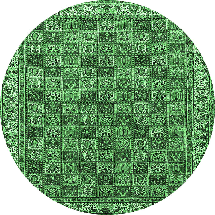 Round Persian Emerald Green Traditional Rug, tr3512emgrn