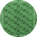Round Persian Emerald Green Traditional Rug, tr3512emgrn