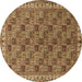 Round Persian Brown Traditional Rug, tr3512brn