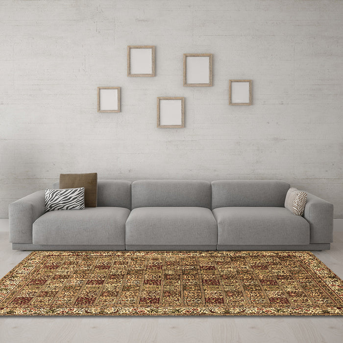 Machine Washable Persian Brown Traditional Rug in a Living Room,, wshtr3512brn