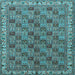 Square Machine Washable Persian Light Blue Traditional Rug, wshtr3512lblu