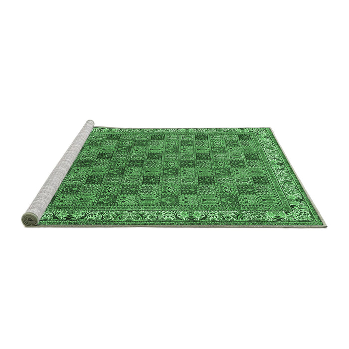 Sideview of Machine Washable Persian Emerald Green Traditional Area Rugs, wshtr3512emgrn