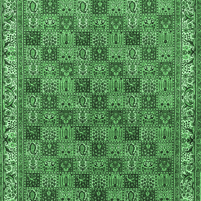 Machine Washable Persian Emerald Green Traditional Area Rugs, wshtr3512emgrn