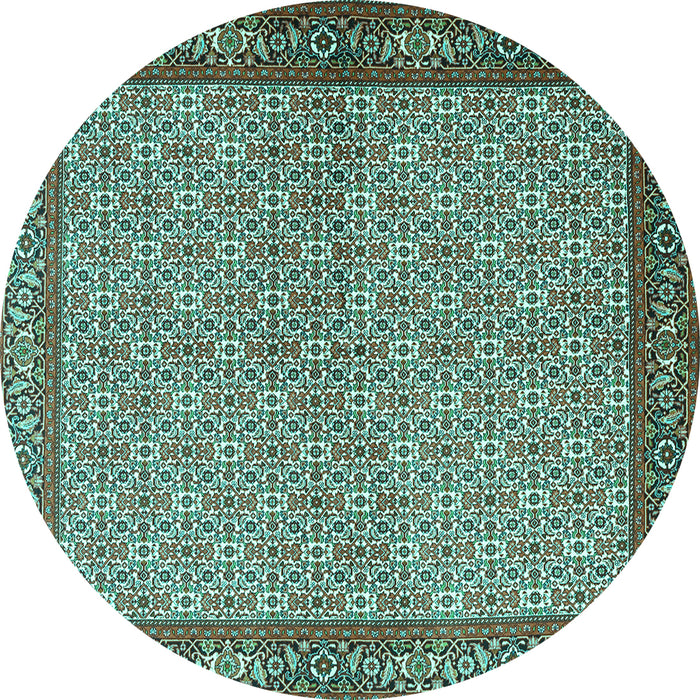 Round Persian Turquoise Traditional Rug, tr3513turq