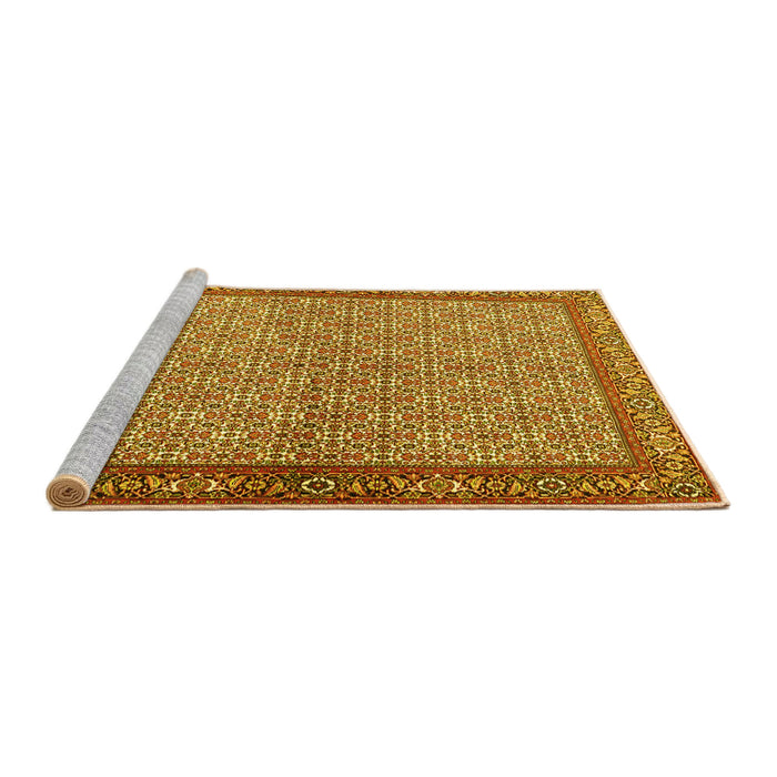 Sideview of Machine Washable Persian Yellow Traditional Rug, wshtr3513yw