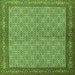 Round Machine Washable Persian Green Traditional Area Rugs, wshtr3513grn