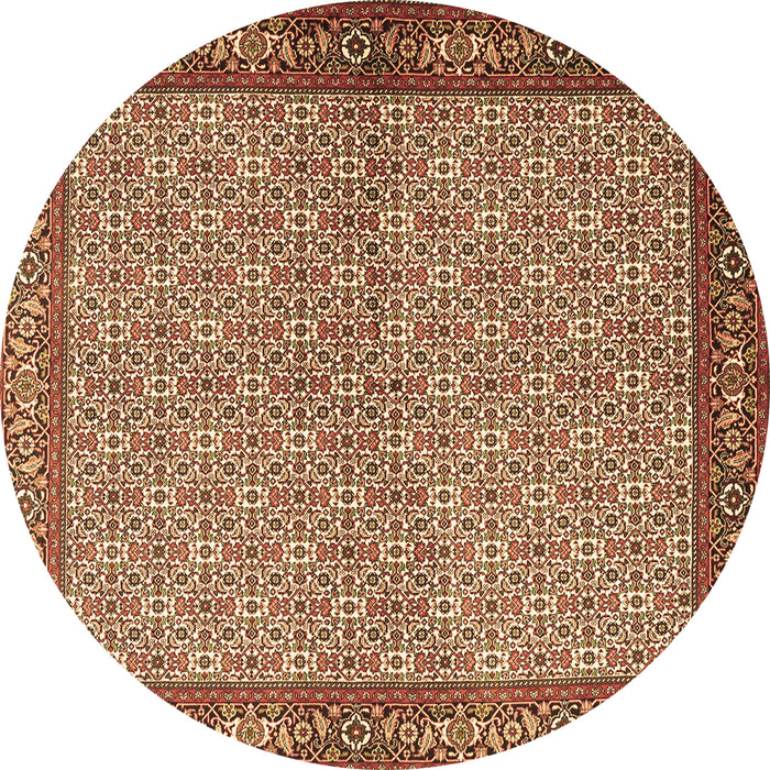 Round Persian Brown Traditional Rug, tr3513brn