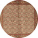 Round Persian Brown Traditional Rug, tr3513brn