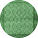 Round Machine Washable Persian Emerald Green Traditional Area Rugs, wshtr3513emgrn