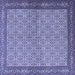 Square Machine Washable Persian Blue Traditional Rug, wshtr3513blu