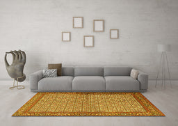 Machine Washable Persian Yellow Traditional Rug in a Living Room, wshtr3513yw