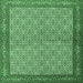 Square Machine Washable Persian Emerald Green Traditional Area Rugs, wshtr3513emgrn