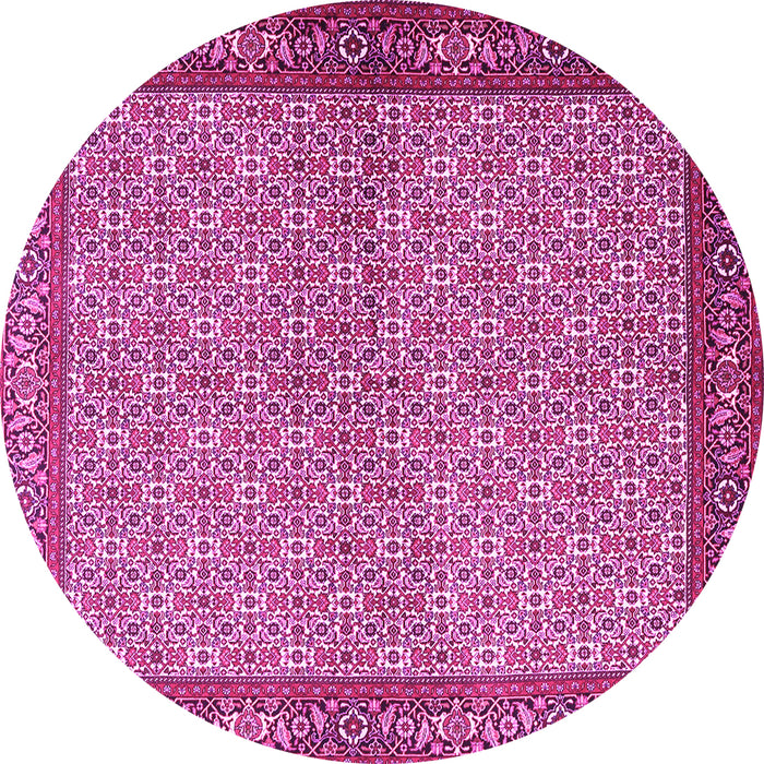 Round Machine Washable Persian Pink Traditional Rug, wshtr3513pnk
