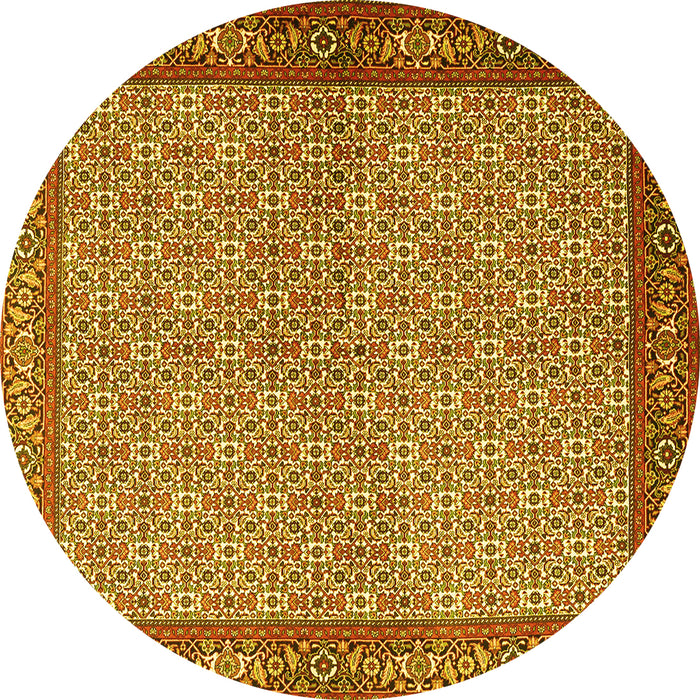 Round Persian Yellow Traditional Rug, tr3513yw