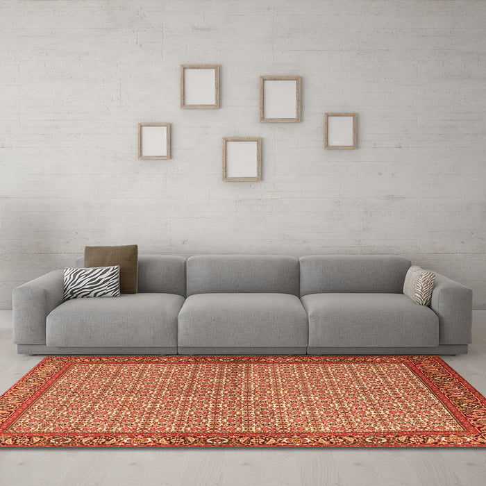 Machine Washable Persian Orange Traditional Area Rugs in a Living Room, wshtr3513org