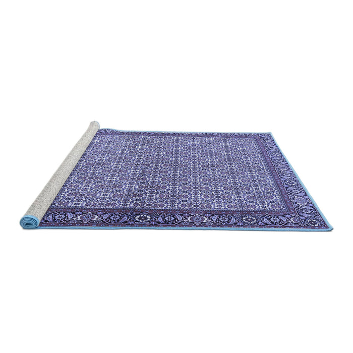 Sideview of Machine Washable Persian Blue Traditional Rug, wshtr3513blu