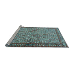 Sideview of Machine Washable Persian Light Blue Traditional Rug, wshtr3513lblu