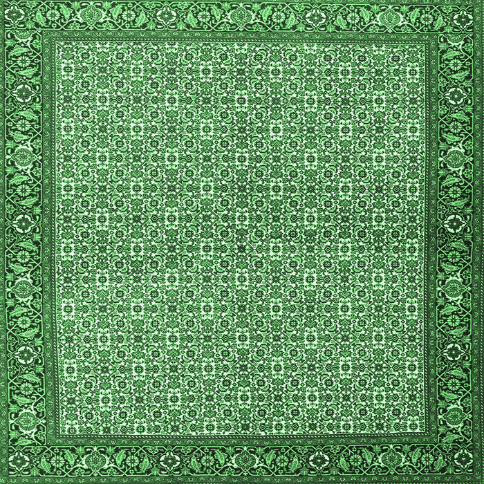 Square Persian Emerald Green Traditional Rug, tr3513emgrn