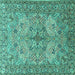 Square Machine Washable Animal Turquoise Traditional Area Rugs, wshtr3514turq