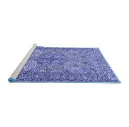 Sideview of Machine Washable Animal Blue Traditional Rug, wshtr3514blu