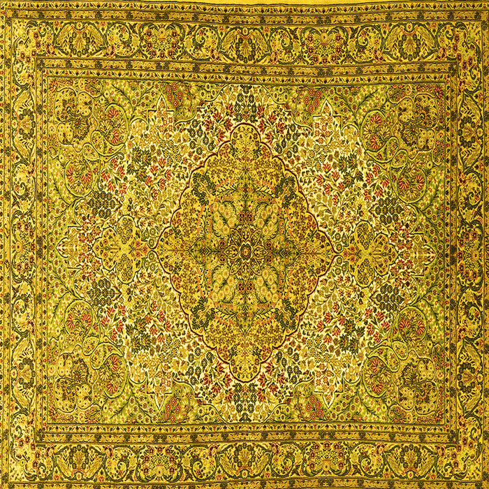 Square Animal Yellow Traditional Rug, tr3514yw
