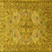 Square Animal Yellow Traditional Rug, tr3514yw