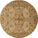 Round Machine Washable Animal Brown Traditional Rug, wshtr3514brn