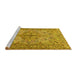 Sideview of Machine Washable Animal Yellow Traditional Rug, wshtr3514yw