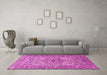 Machine Washable Animal Pink Traditional Rug in a Living Room, wshtr3514pnk