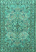 Machine Washable Animal Turquoise Traditional Area Rugs, wshtr3514turq