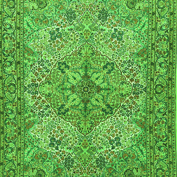 Serging Thickness of Machine Washable Animal Green Traditional Area Rugs, wshtr3514grn