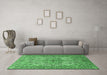 Machine Washable Animal Emerald Green Traditional Area Rugs in a Living Room,, wshtr3514emgrn