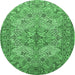 Round Animal Emerald Green Traditional Rug, tr3514emgrn