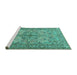 Sideview of Machine Washable Animal Turquoise Traditional Area Rugs, wshtr3514turq