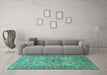 Machine Washable Animal Turquoise Traditional Area Rugs in a Living Room,, wshtr3514turq