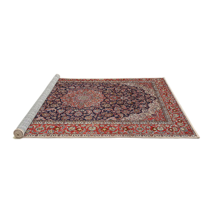 Sideview of Machine Washable Traditional Saffron Red Rug, wshtr3515