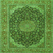 Serging Thickness of Medallion Green Traditional Rug, tr3515grn