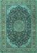 Machine Washable Medallion Turquoise Traditional Area Rugs, wshtr3515turq