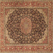 Square Medallion Brown Traditional Rug, tr3515brn