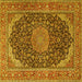 Square Medallion Yellow Traditional Rug, tr3515yw