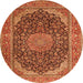 Square Medallion Orange Traditional Rug, tr3515org