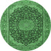 Round Medallion Emerald Green Traditional Rug, tr3515emgrn