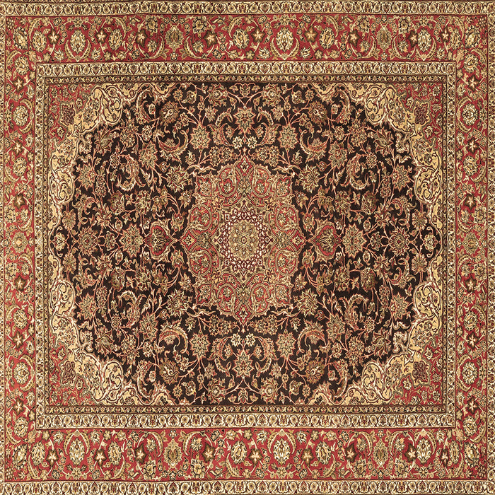 Square Machine Washable Medallion Brown Traditional Rug, wshtr3515brn