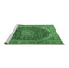 Sideview of Machine Washable Medallion Emerald Green Traditional Area Rugs, wshtr3515emgrn