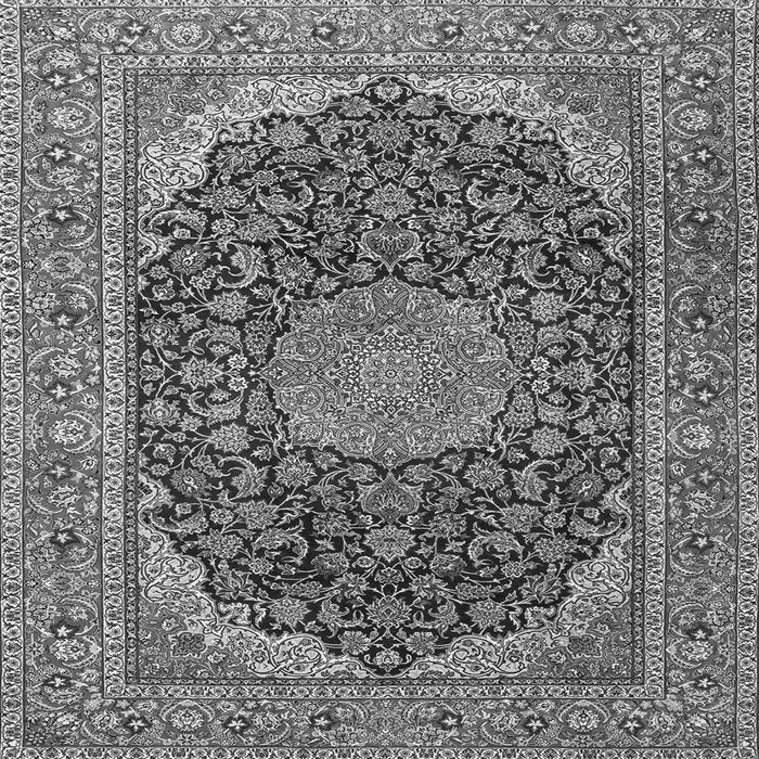Round Machine Washable Medallion Gray Traditional Rug, wshtr3515gry