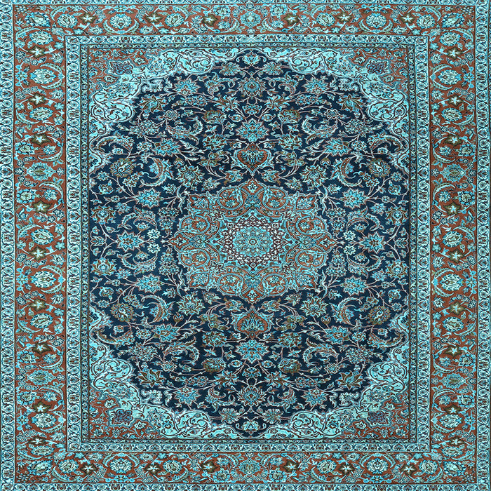 Square Medallion Light Blue Traditional Rug, tr3515lblu