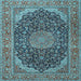 Square Medallion Light Blue Traditional Rug, tr3515lblu