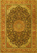 Machine Washable Medallion Yellow Traditional Rug, wshtr3515yw