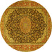 Round Medallion Yellow Traditional Rug, tr3515yw